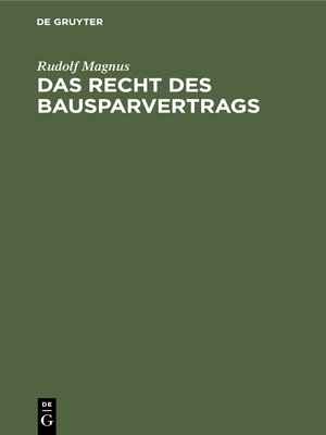 cover image of Das Recht des Bausparvertrags